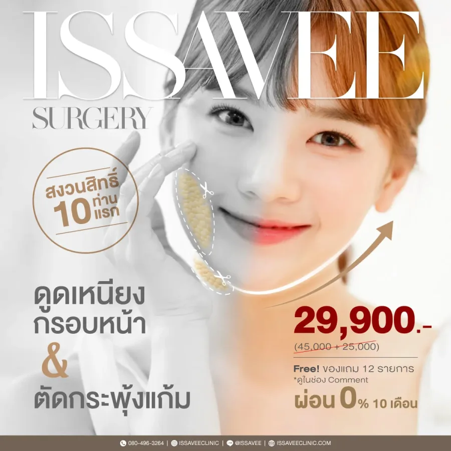 โปรดูดไขมันเหมาเหนียง+กรอบหน้า+ตัดกระพุ้งแก้ม 29,900